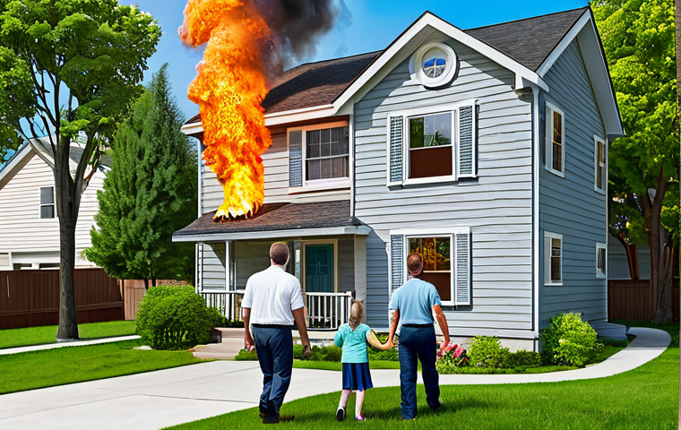 Family Disaster Preparedness Drill**

"A family of four, fully clothed in modest attire, practicing their home fire escape plan. They are safely exiting their single-story house through a designated window. The background shows a suburban neighborhood with well-maintained lawns and trees. Safe for work, appropriate content, family-friendly, professional illustration, perfect anatomy, natural proportions, demonstrating emergency preparedness."

**